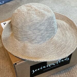 Beige crushable Woven Hat OS UPF 50
